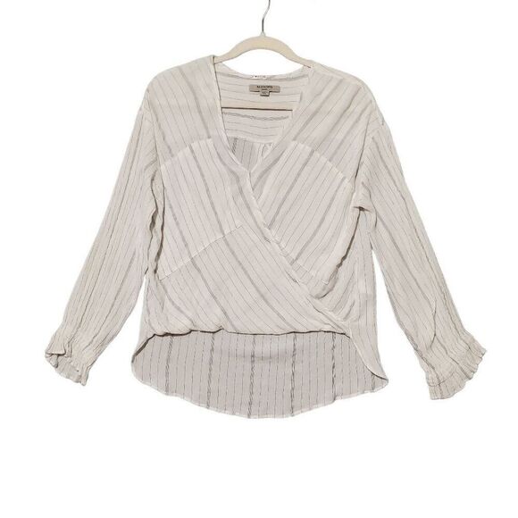 All Saints Women's Wrap Penny Surplice Striped Long Sleeve Blouse Small - Picture 8 of 9
